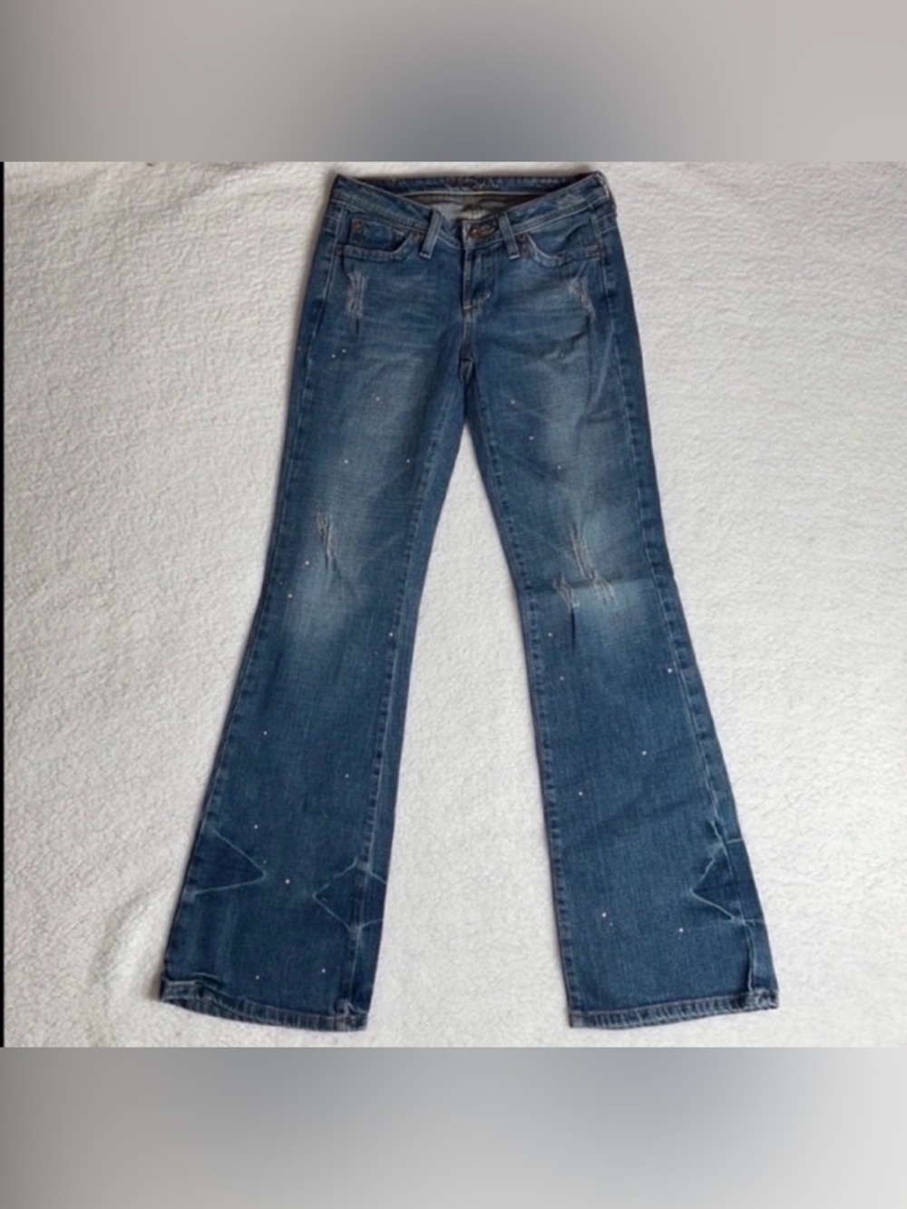 Hint Denim Jeans Distressed Stretch Size 1 Y2K Flare